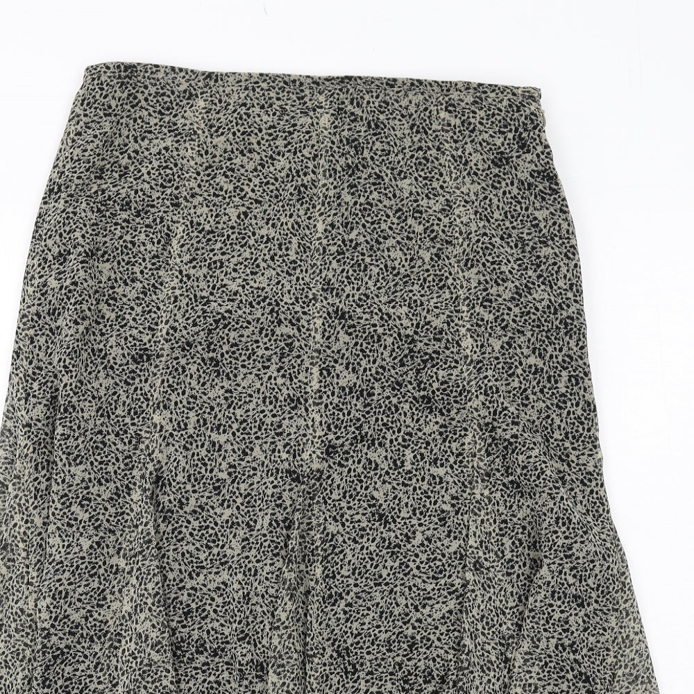 Marks and Spencer Womens Black Geometric Polyester Swing Skirt Size 12 Zip