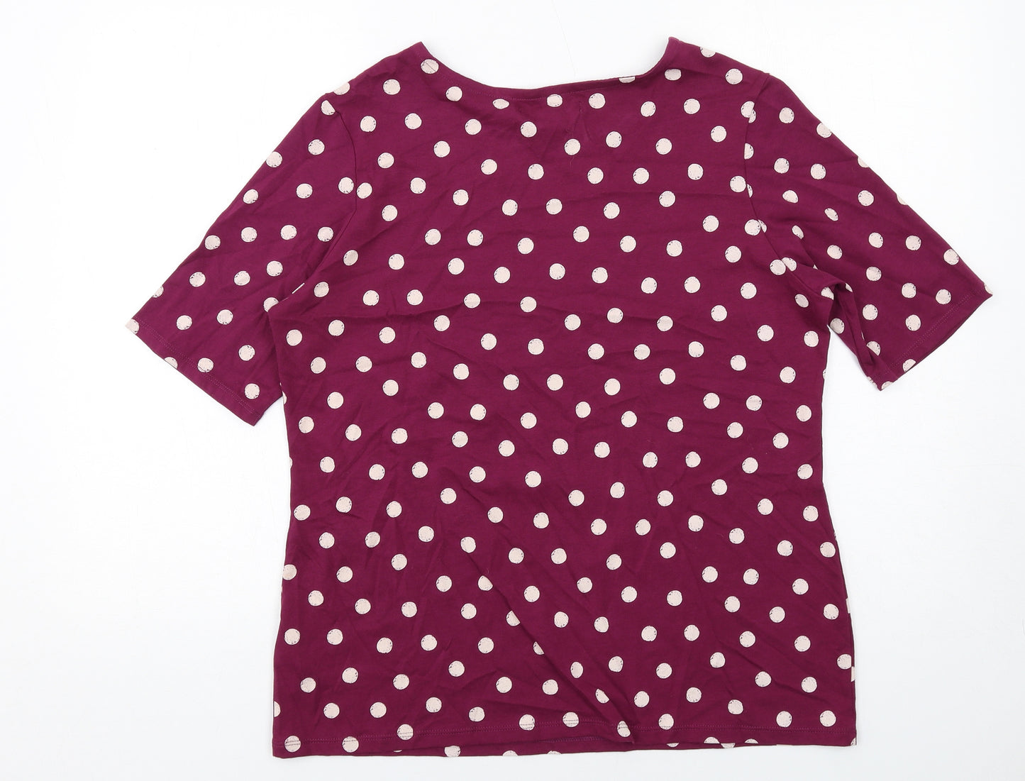 Seasalt Womens Purple Polka Dot Cotton Basic T-Shirt Size 14 Boat Neck