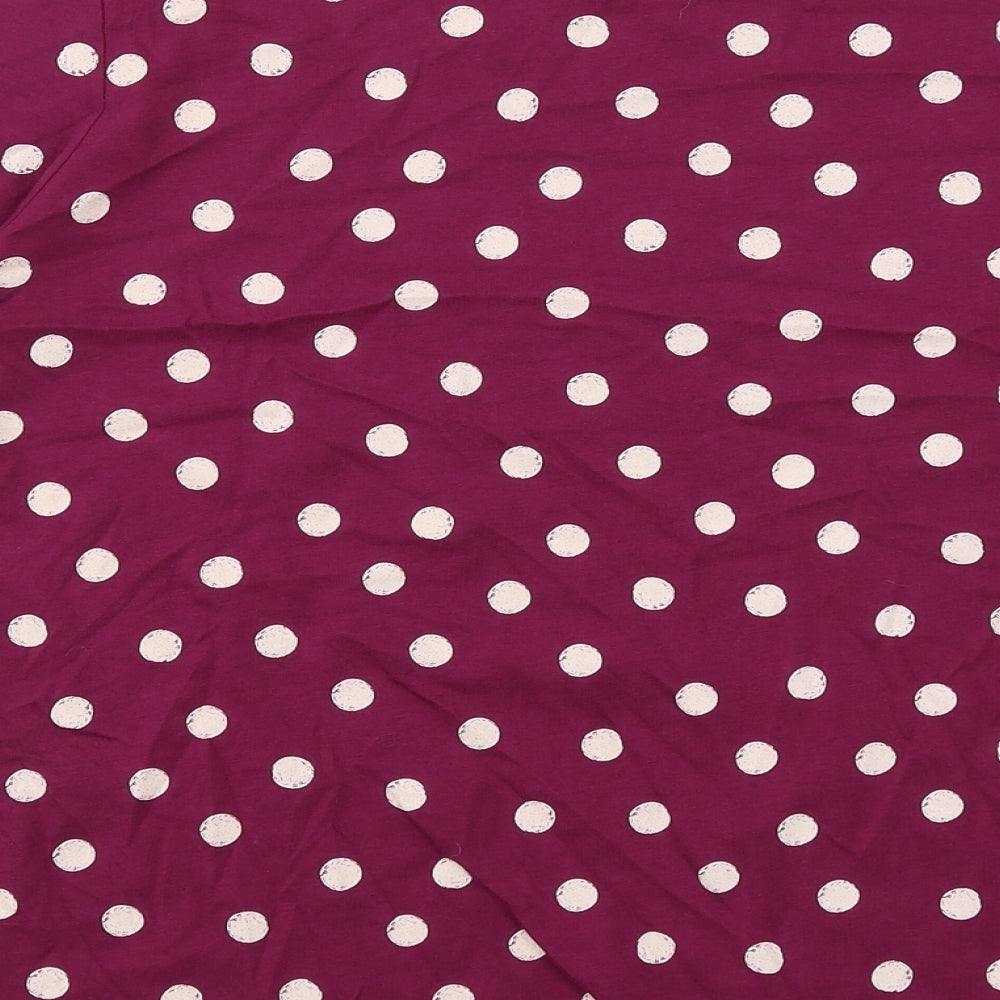 Seasalt Womens Purple Polka Dot Cotton Basic T-Shirt Size 14 Boat Neck