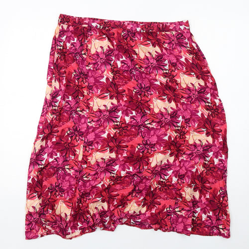 Bonmarché Womens Pink Floral Viscose A-Line Skirt Size 16