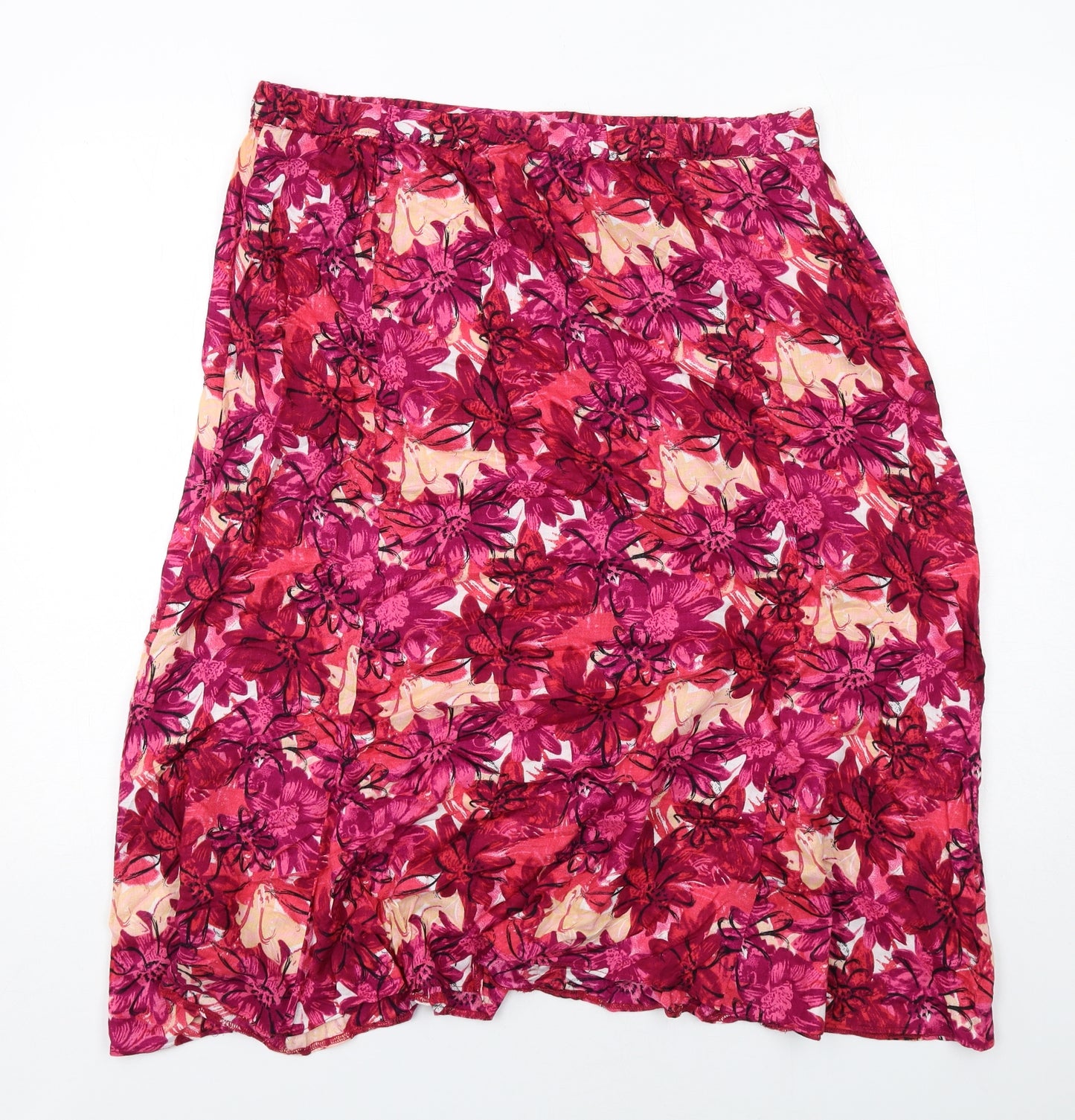 Bonmarché Womens Pink Floral Viscose A-Line Skirt Size 16