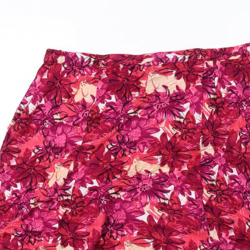 Bonmarché Womens Pink Floral Viscose A-Line Skirt Size 16