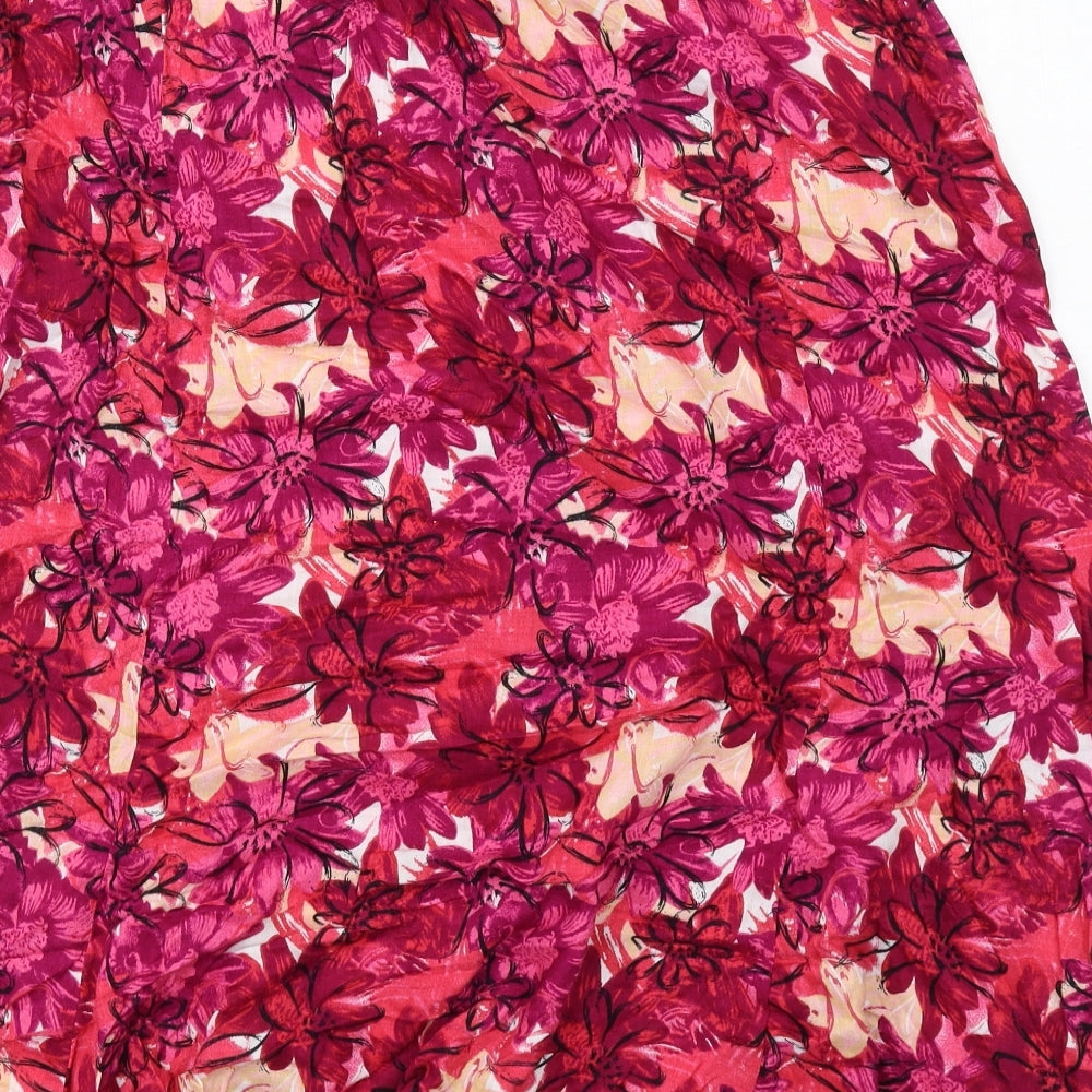 Bonmarché Womens Pink Floral Viscose A-Line Skirt Size 16