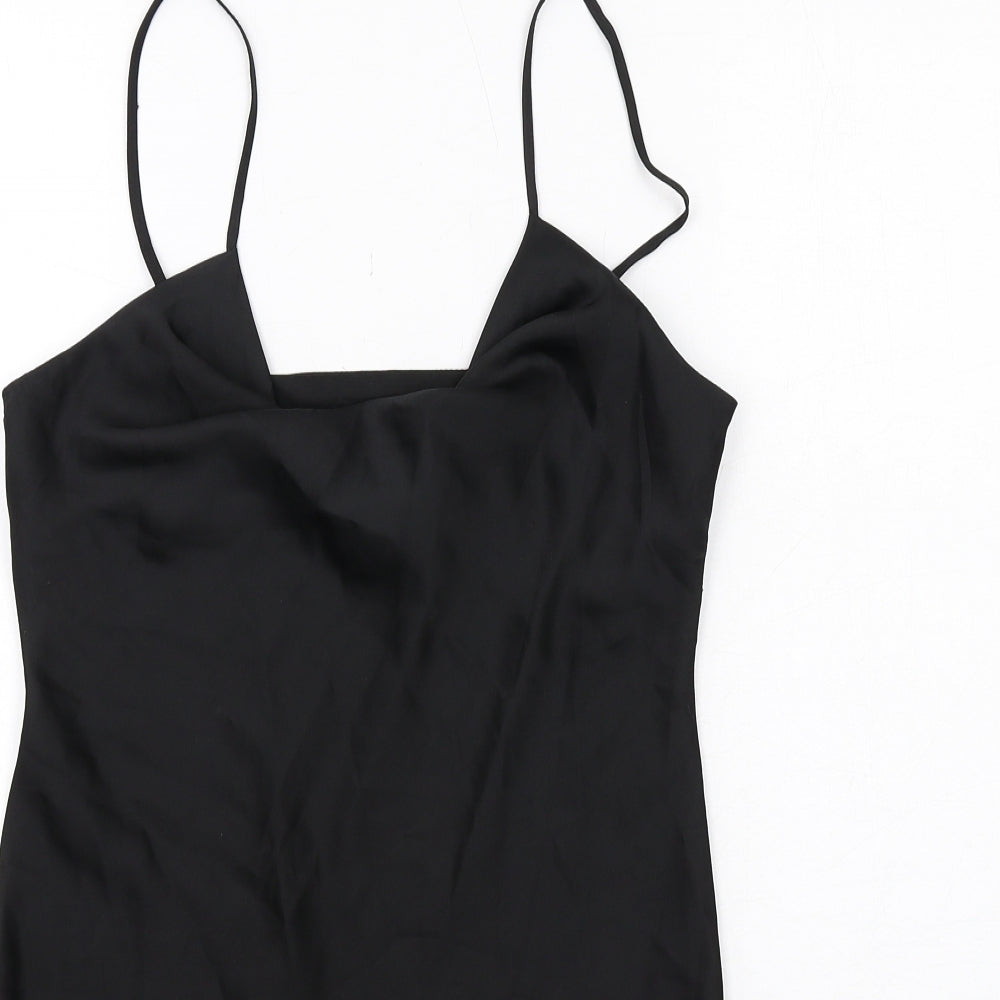 Miss Selfridge Womens Black Polyester Mini Size 8 Cowl Neck Pullover