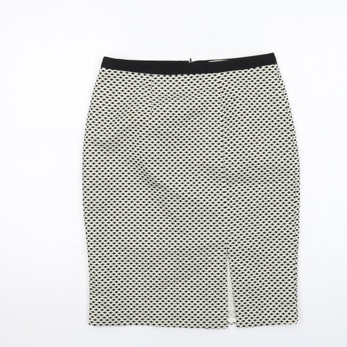 Fenn Wright Manson Womens Ivory Geometric Polyester Straight & Pencil Skirt Size S Zip
