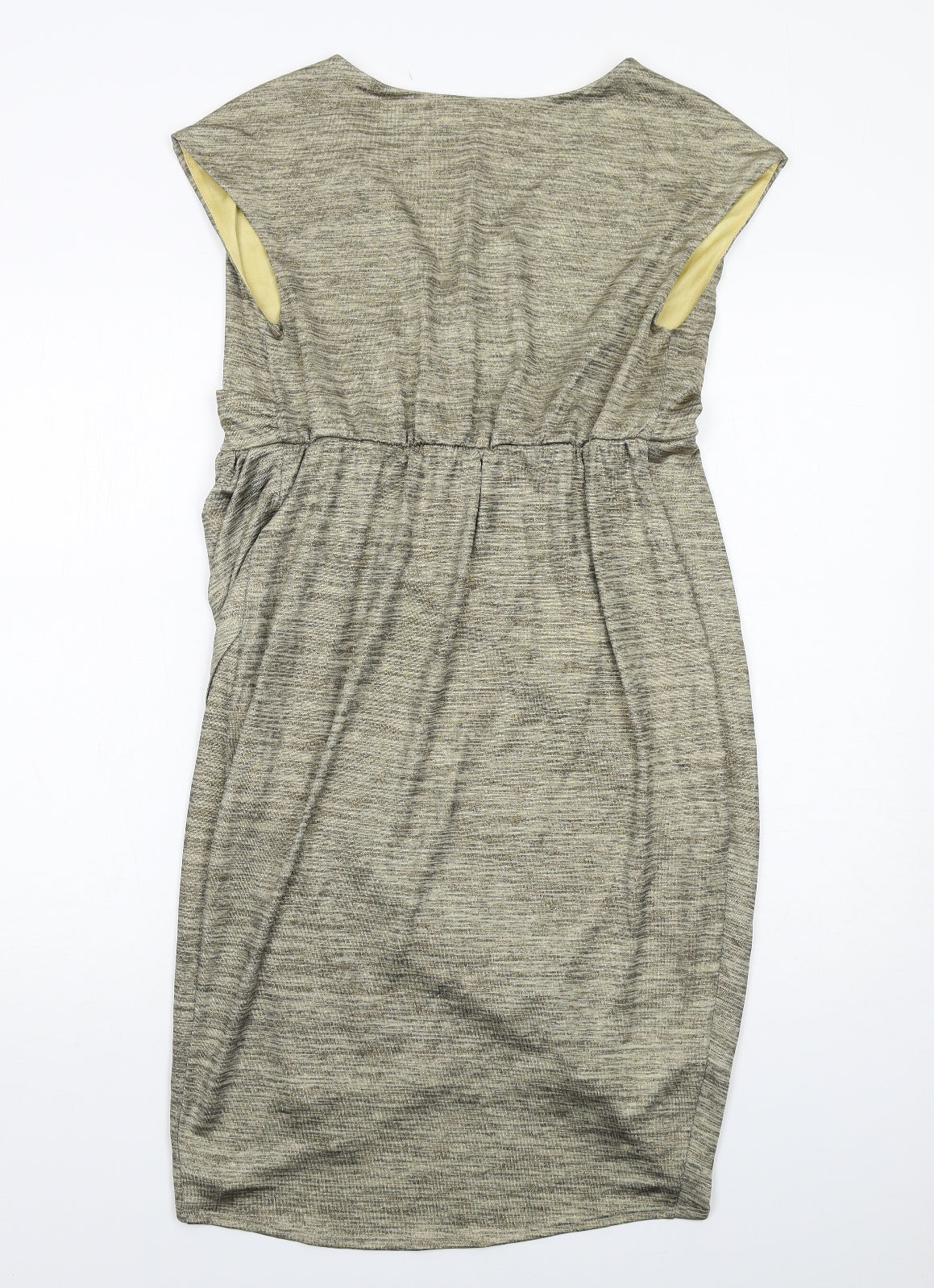 NEXT Womens Beige Polyester Pencil Dress Size 10 V-Neck Pullover - Wrap Front Detail