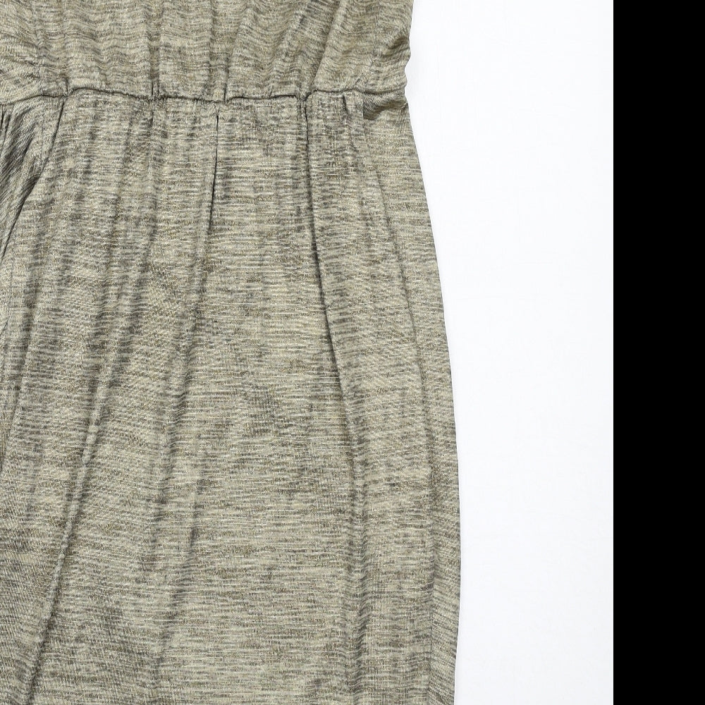 NEXT Womens Beige Polyester Pencil Dress Size 10 V-Neck Pullover - Wrap Front Detail