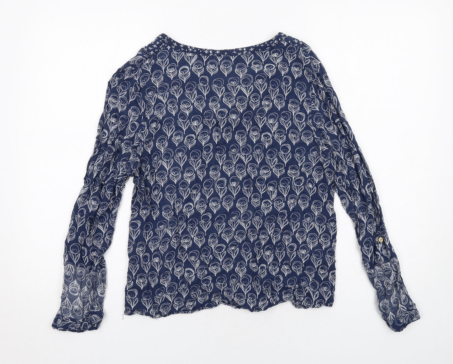 MANTARAY PRODUCTS Womens Blue Geometric Viscose Basic Blouse Size 16 V-Neck