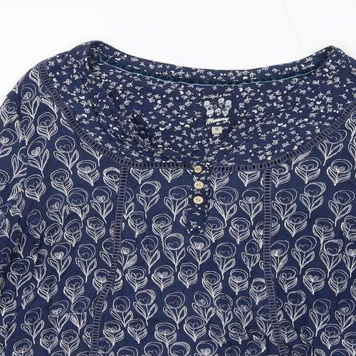 MANTARAY PRODUCTS Womens Blue Geometric Viscose Basic Blouse Size 16 V-Neck