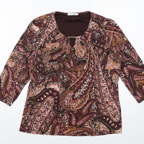 Classic Womens Multicoloured Paisley Viscose Basic Blouse Size 14 Round Neck