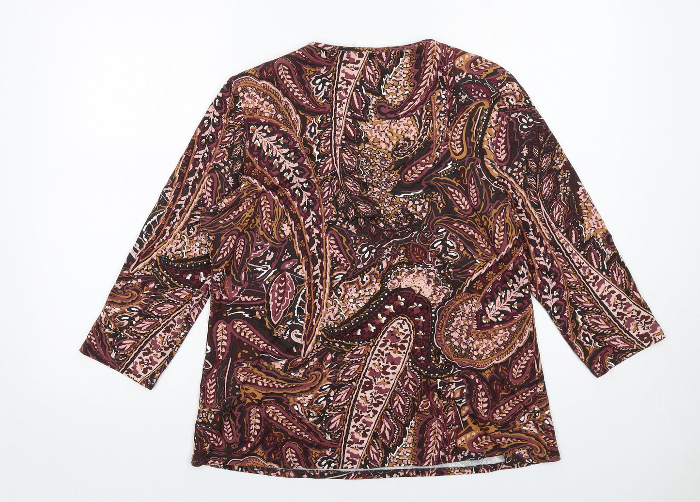 Classic Womens Multicoloured Paisley Viscose Basic Blouse Size 14 Round Neck