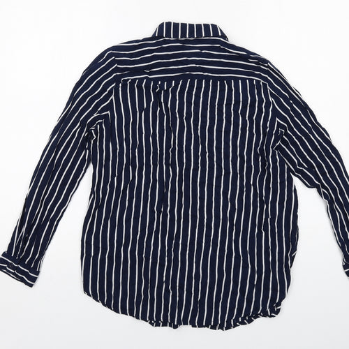 H&M Womens Blue Viscose Basic Button-Up Size 10 Collared
