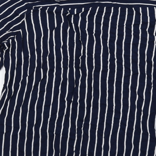 H&M Womens Blue Viscose Basic Button-Up Size 10 Collared
