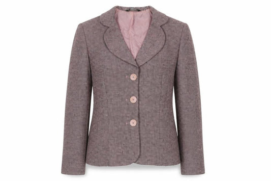 Front view of BHS women’s red wool jacket suit jacket, size UK 12