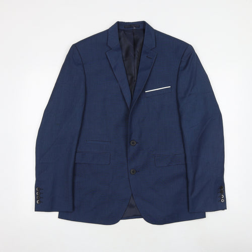 Burton Mens Blue Polyester Jacket Suit Jacket Size 38 Regular