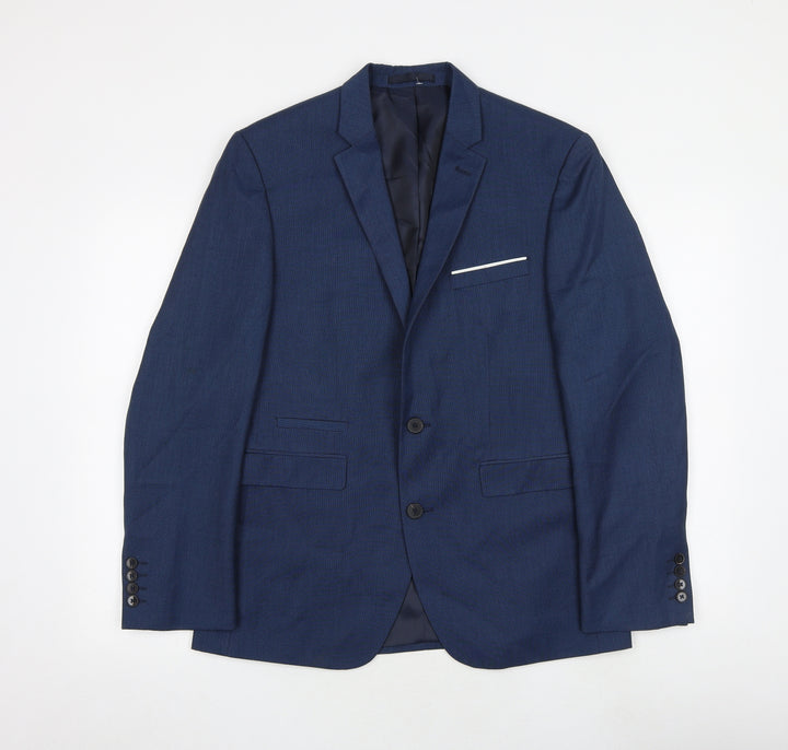 Burton Mens Blue Polyester Jacket Suit Jacket Size 38 Regular