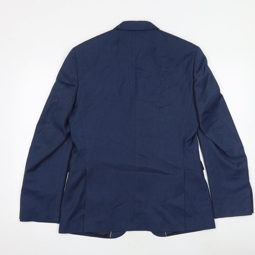 Burton Mens Blue Polyester Jacket Suit Jacket Size 38 Regular