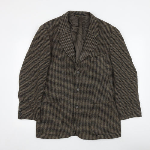 Marks and Spencer Mens Brown Geometric Wool Jacket Blazer Size 40 Regular