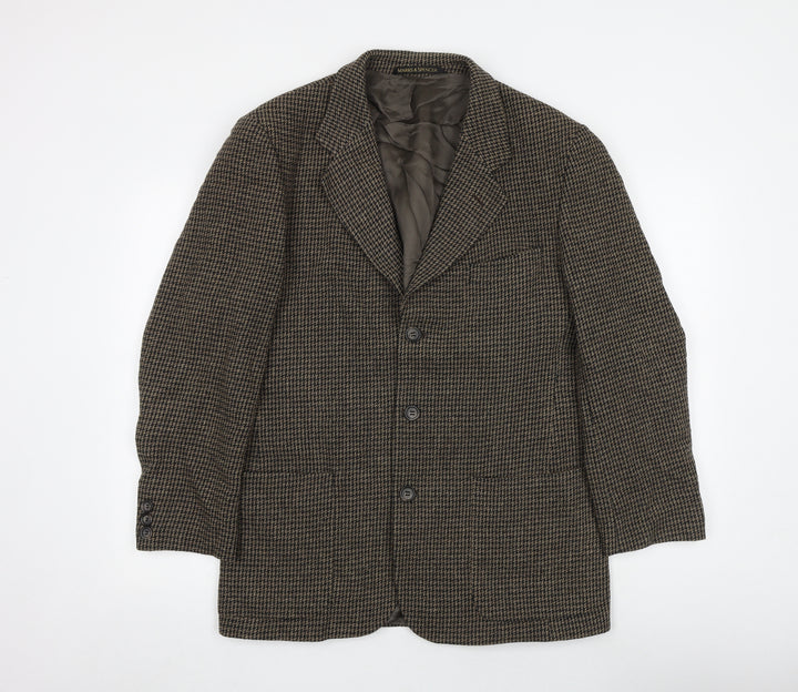 Marks and Spencer Mens Brown Geometric Wool Jacket Blazer Size 40 Regular