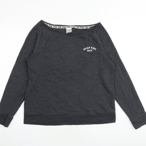 PINK Womens Grey Cotton Pullover Sweatshirt Size S Pullover - Seas the day