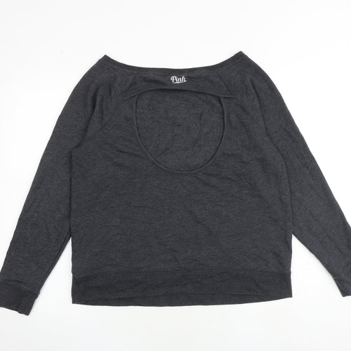 PINK Womens Grey Cotton Pullover Sweatshirt Size S Pullover - Seas the day