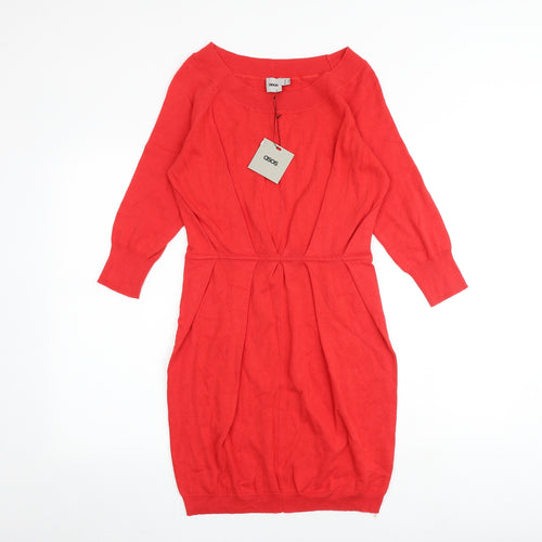 ASOS Womens Red 100% Cotton Sheath Size 10 Boat Neck Pullover