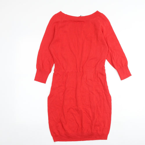 ASOS Womens Red 100% Cotton Sheath Size 10 Boat Neck Pullover