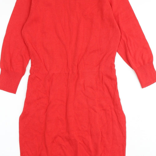 ASOS Womens Red 100% Cotton Sheath Size 10 Boat Neck Pullover