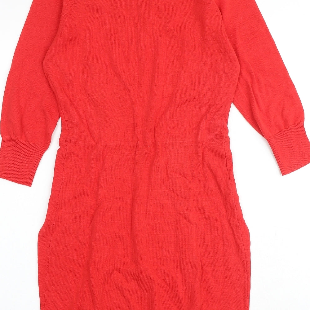 ASOS Womens Red 100% Cotton Sheath Size 10 Boat Neck Pullover