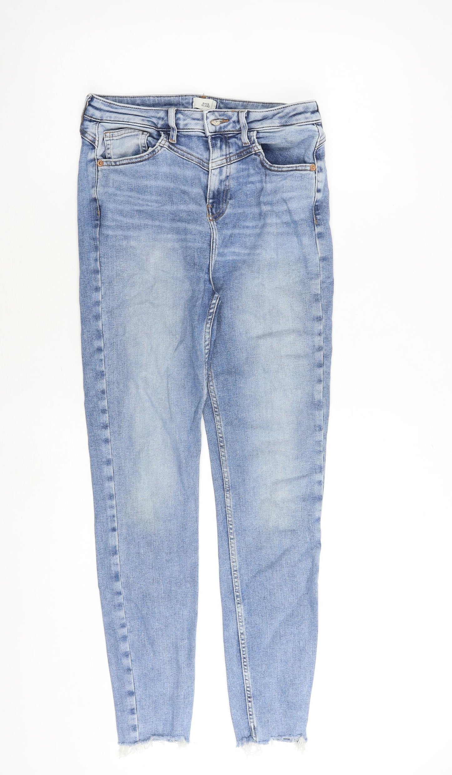 River Island Womens Blue Cotton Skinny Jeans Size 12 Regular Zip