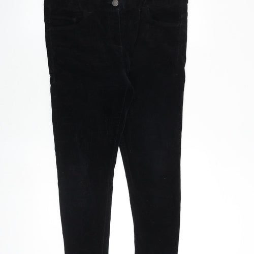 Marks and Spencer Womens Black Cotton Trousers Size 14 Regular Zip