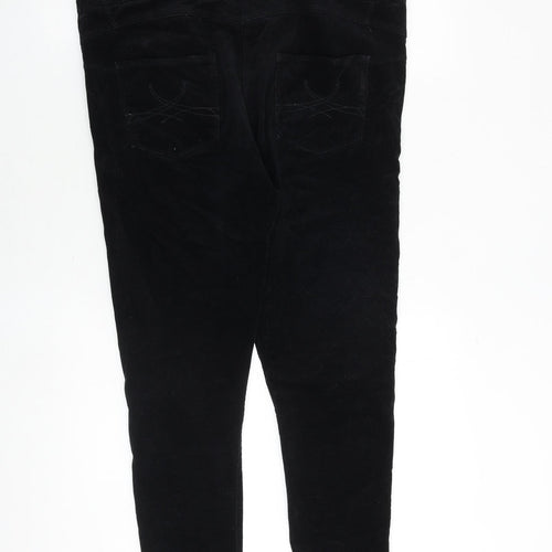 Marks and Spencer Womens Black Cotton Trousers Size 14 Regular Zip