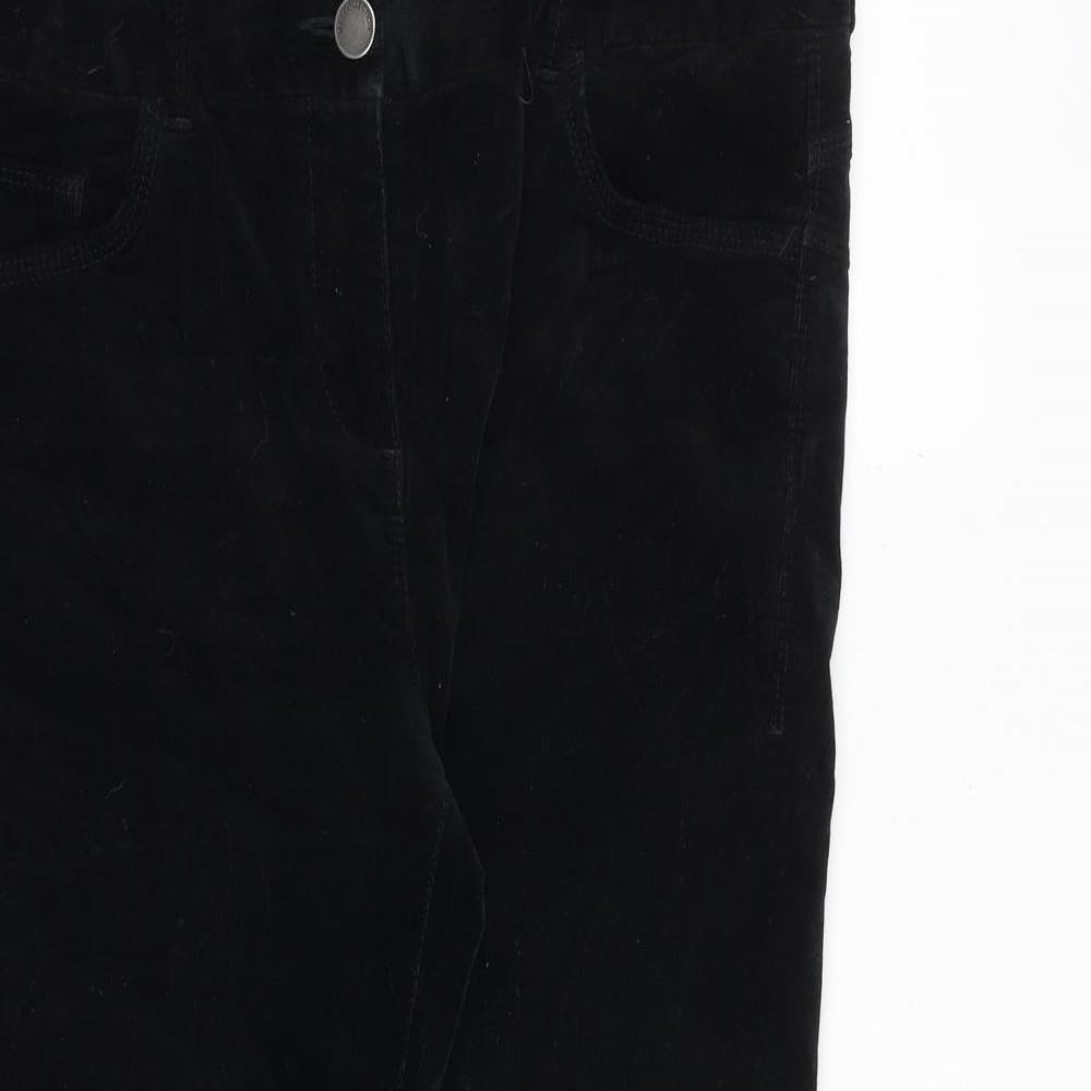 Marks and Spencer Womens Black Cotton Trousers Size 14 Regular Zip