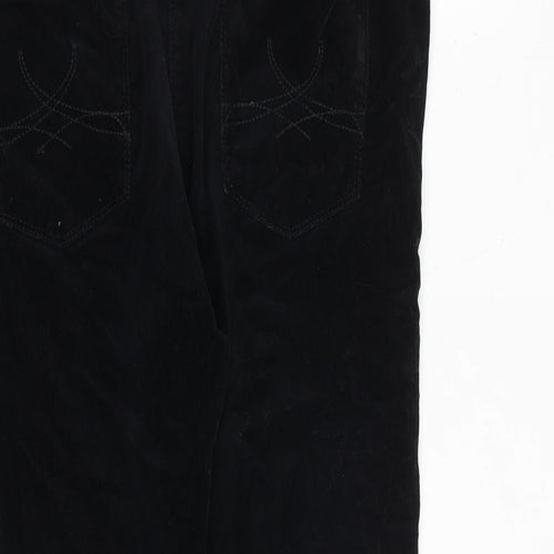 Marks and Spencer Womens Black Cotton Trousers Size 14 Regular Zip