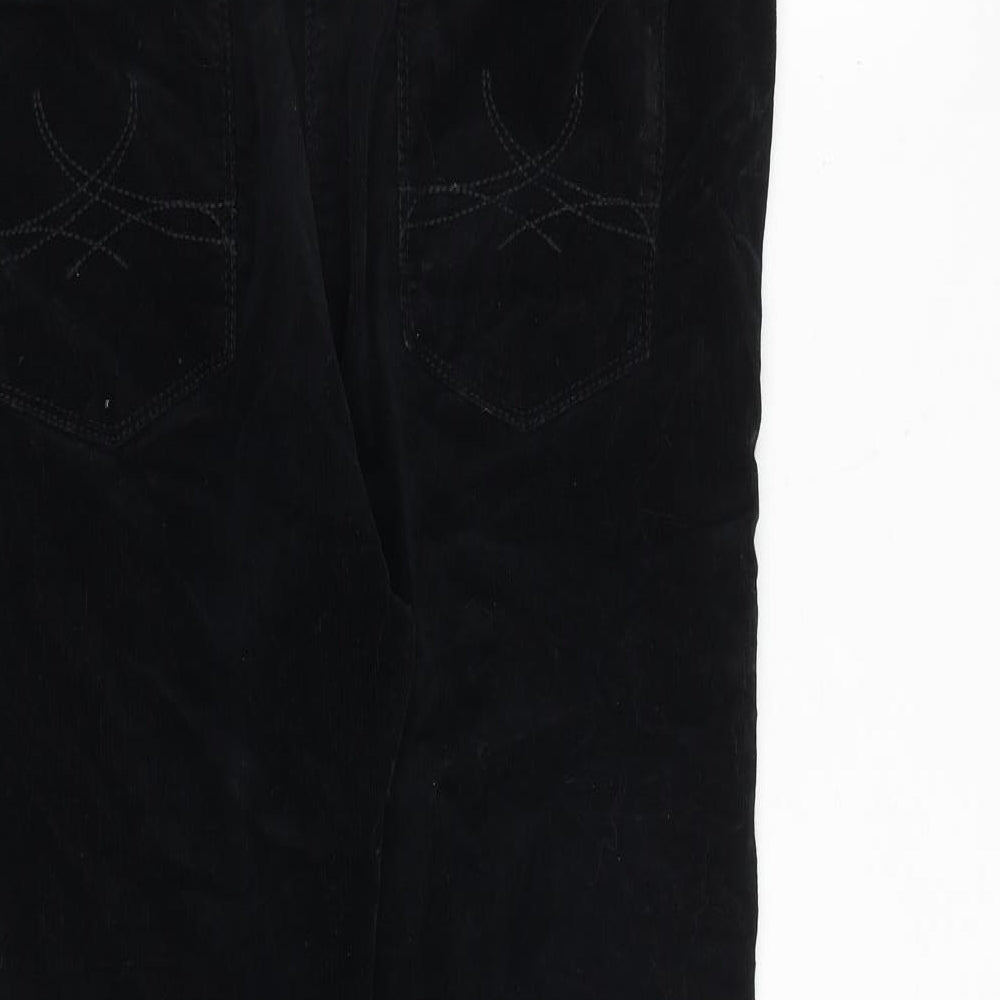Marks and Spencer Womens Black Cotton Trousers Size 14 Regular Zip
