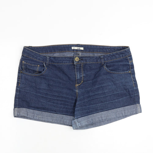 Dorothy Perkins Womens Blue Cotton Hot Pants Shorts Size 18 Regular Zip