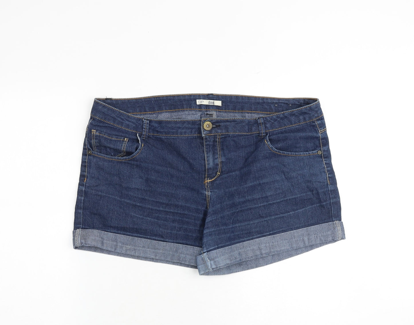 Dorothy Perkins Womens Blue Cotton Hot Pants Shorts Size 18 Regular Zip