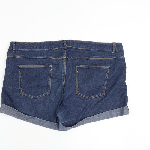 Dorothy Perkins Womens Blue Cotton Hot Pants Shorts Size 18 Regular Zip