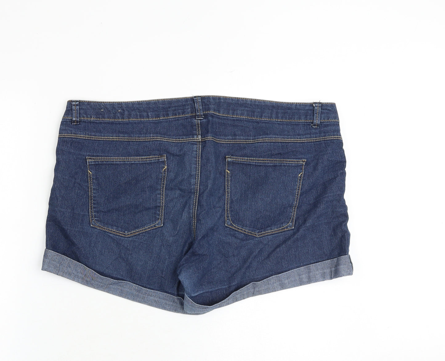 Dorothy Perkins Womens Blue Cotton Hot Pants Shorts Size 18 Regular Zip