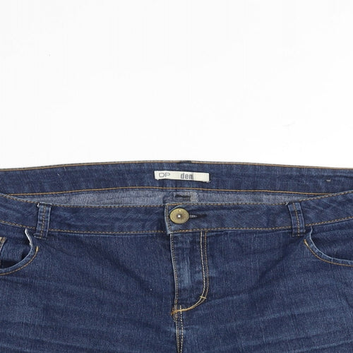 Dorothy Perkins Womens Blue Cotton Hot Pants Shorts Size 18 Regular Zip
