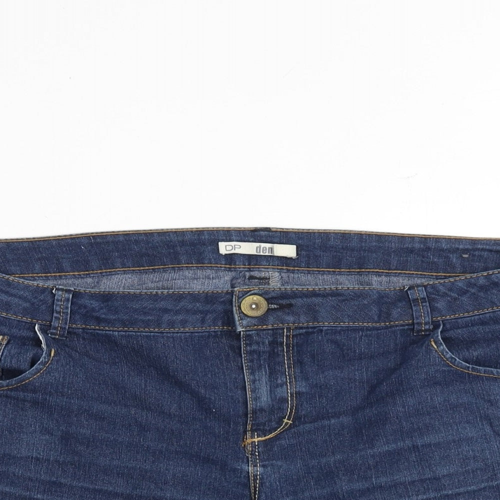 Dorothy Perkins Womens Blue Cotton Hot Pants Shorts Size 18 Regular Zip