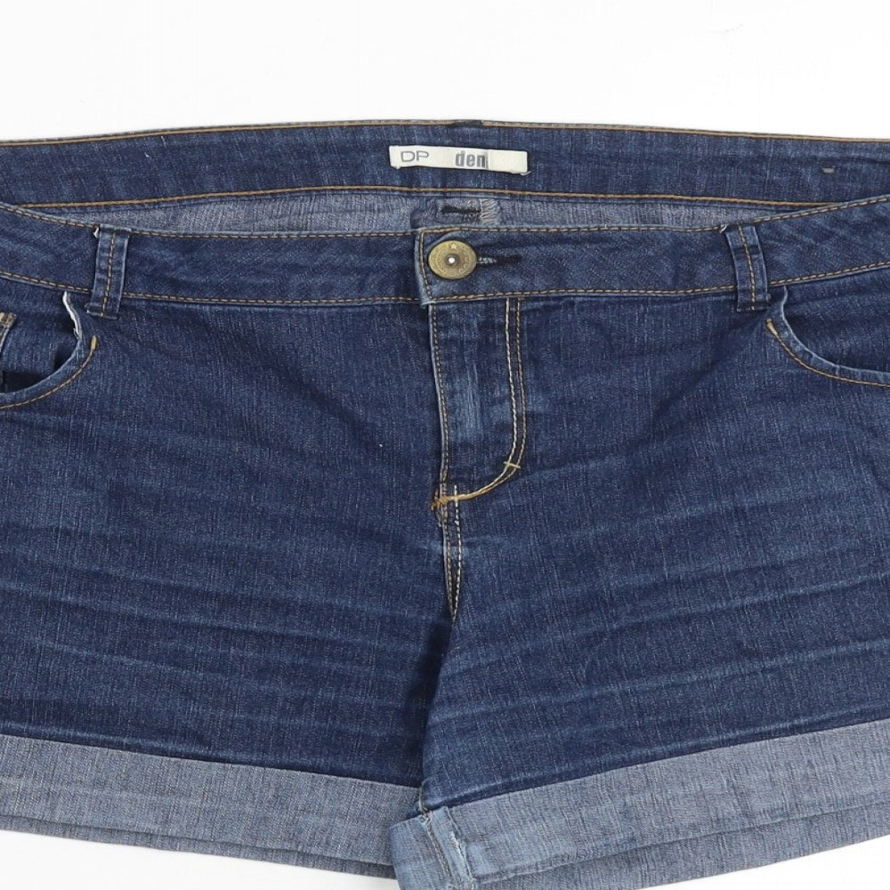 Dorothy Perkins Womens Blue Cotton Hot Pants Shorts Size 18 Regular Zip