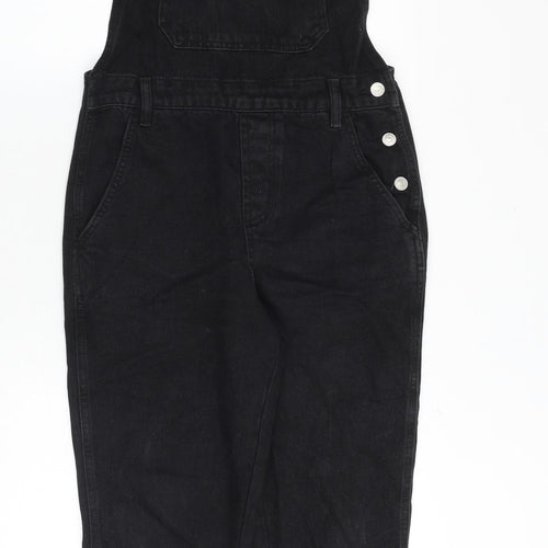 Topshop Womens Black 100% Cotton Dungaree One-Piece Size 8 Buckle