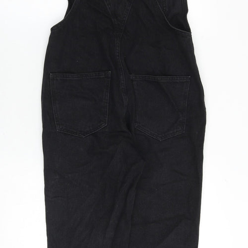 Topshop Womens Black 100% Cotton Dungaree One-Piece Size 8 Buckle