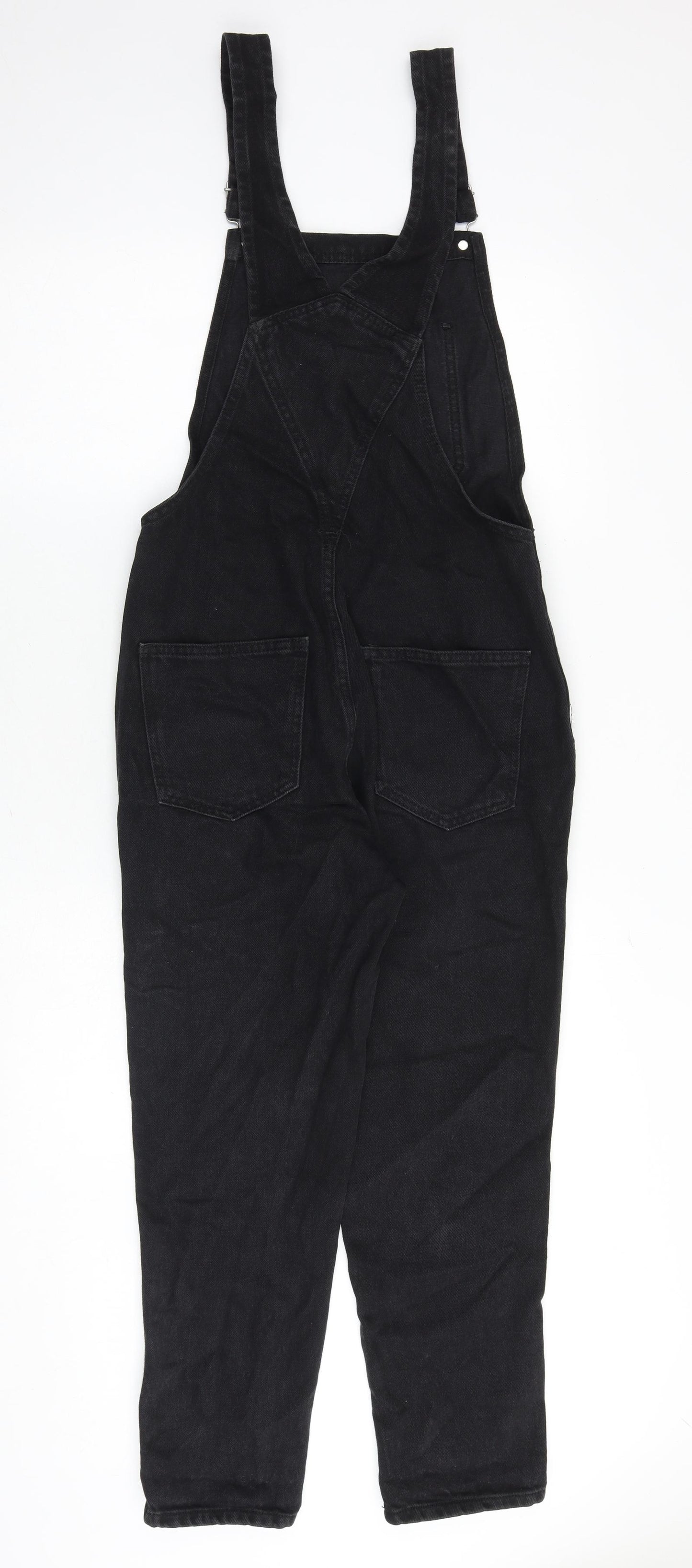 Topshop Womens Black 100% Cotton Dungaree One-Piece Size 8 Buckle