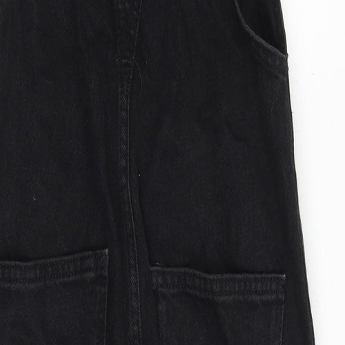Topshop Womens Black 100% Cotton Dungaree One-Piece Size 8 Buckle
