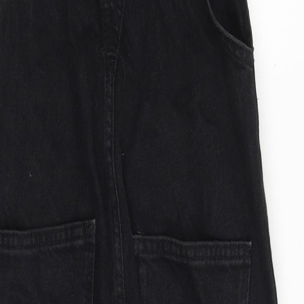 Topshop Womens Black 100% Cotton Dungaree One-Piece Size 8 Buckle