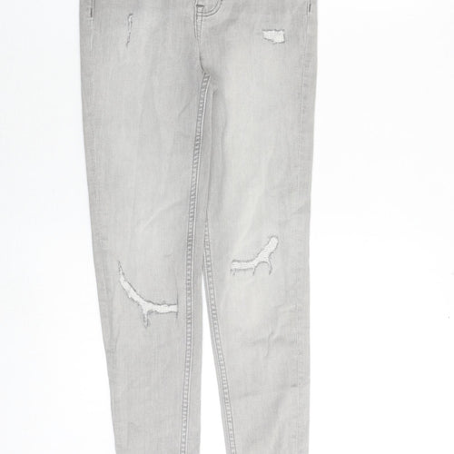 Marks and Spencer Womens Grey Cotton Skinny Jeans Size 6 Slim Zip