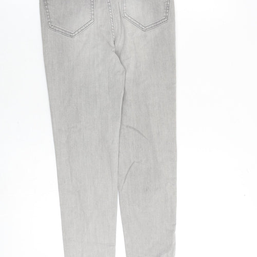 Marks and Spencer Womens Grey Cotton Skinny Jeans Size 6 Slim Zip