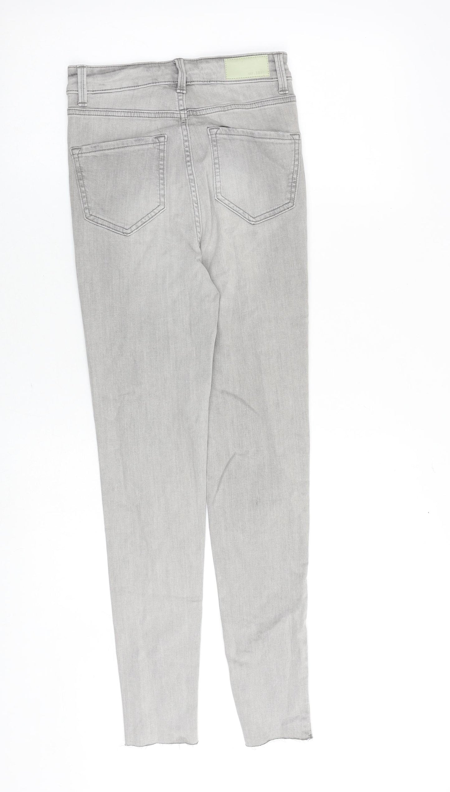 Marks and Spencer Womens Grey Cotton Skinny Jeans Size 6 Slim Zip